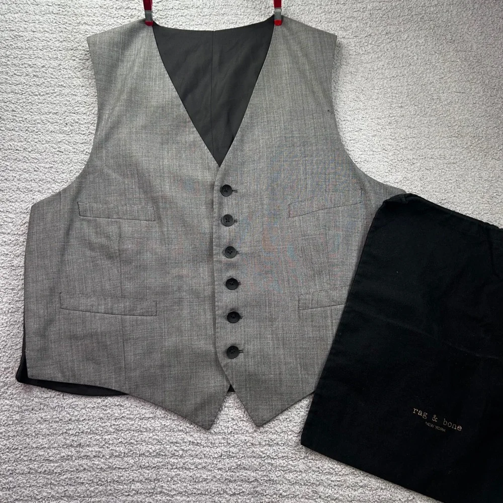 Rag & Bone Vest Hand Tailored New York Black L Quiet Luxury with dust bag  flaw